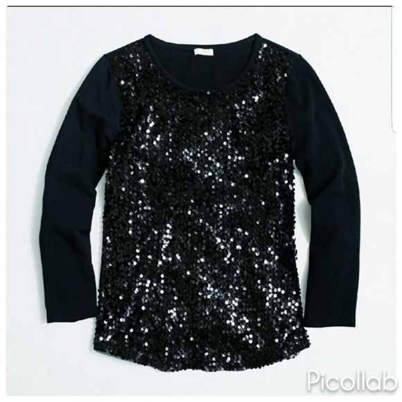 J.Crew Black Sequin Front Tee - Picture 3 of 6